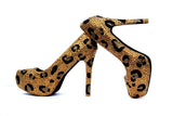 Gold & Black Leopard Crystal Heels - Wicked Addiction
