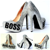 BOSS Black & Silver Swarovski Crystal Heels - Wicked Addiction