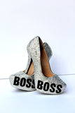 BOSS Black & Silver Swarovski Crystal Heels - Wicked Addiction