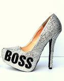 BOSS Black & Silver Swarovski Crystal Heels - Wicked Addiction