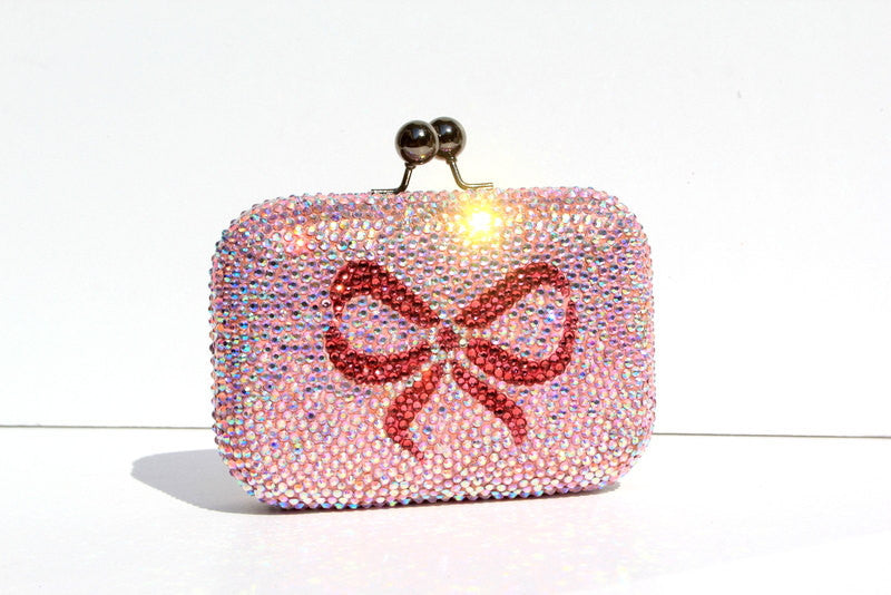 Custom Color AB Crystal Clutch with Bow - Wicked Addiction