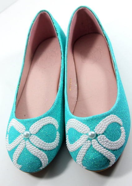 Tiffany Blue Flats with White Pearl Bows - Wicked Addiction