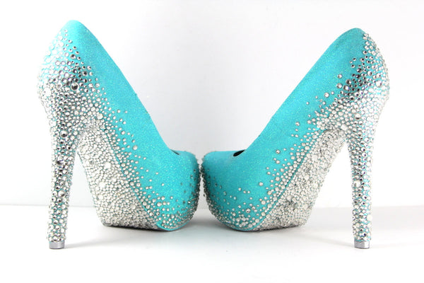 Robins Egg Blue Heels with Swarovski Crystals (Multiple Color Choices ...