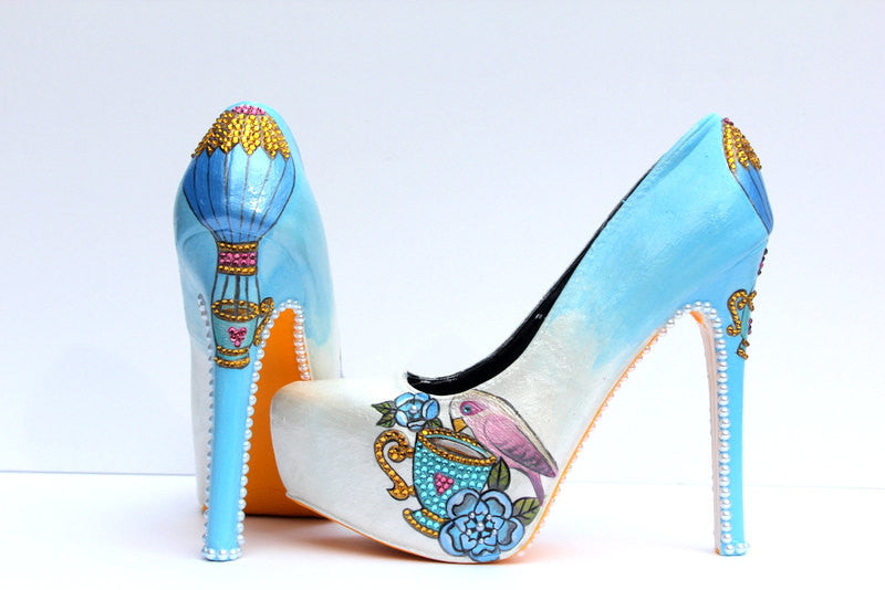 Hand-Painted Hot Air Balloon Heels - Wicked Addiction