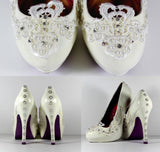 Hand-Painted Lace Heels with Swarovski Crystals & Pearls - Wicked Addiction
