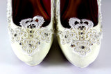 Hand-Painted Lace Heels with Swarovski Crystals & Pearls - Wicked Addiction