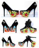 Cherry Bomb Hand Painted Crystal Heels - Wicked Addiction