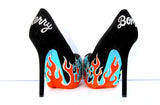 Cherry Bomb Hand Painted Crystal Heels - Wicked Addiction