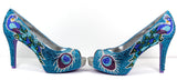 Hand-Painted Crystal Peacock Heels - Wicked Addiction