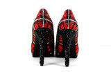 Red & Silver Plaid Swarovski Crystal Heels - Wicked Addiction