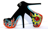 Cherry Bomb Hand Painted Crystal Heels - Wicked Addiction