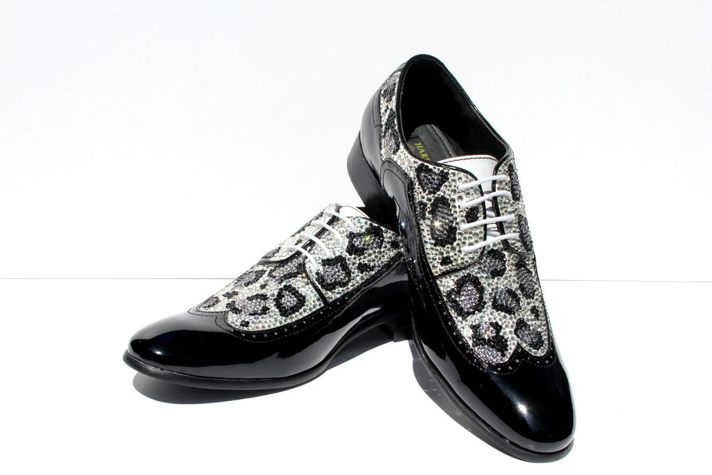 Men's Swarovski Crystal Leopard Wing Tip Shoe - Wicked Addiction