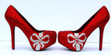 Red Swarovski Crystal Heels with Crystal Bows - Wicked Addiction