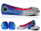 Peacock Glitter Flats with Swarovski Crystal Feathers - Wicked Addiction