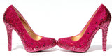 Pink Glitter Heels with Rose Swarovski Crystal Soles - Wicked Addiction