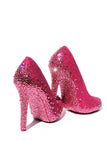 Pink Glitter Heels with Rose Swarovski Crystal Soles - Wicked Addiction