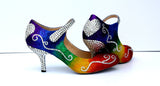 Rainbow Glitter Mary Jane Heels with Swarovski Crystal - Wicked Addiction