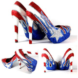 Puerto Rican Flag Glitter Crystal Heels - Wicked Addiction