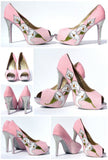 Crystal Cala Lilly & Pink Glitter Heels with Silver Soles - Wicked Addiction