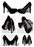 Black Swan Feathered Heels with AB Crystals - Wicked Addiction
