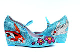 Koi & Cherry Blossom Crystal Mary Jane Wedges - Wicked Addiction