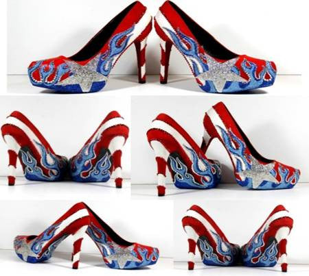 Puerto Rician Day Heels with Flames - Wicked Addiction
