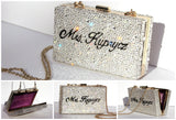 Personalized Silver Crystal Wedding Clutch - Wicked Addiction